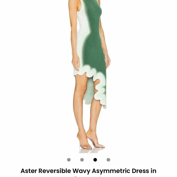 NWT PH5 Asymmetrical Green and White Aster Dress in Olive Garden XS - Picture 3 of 10
